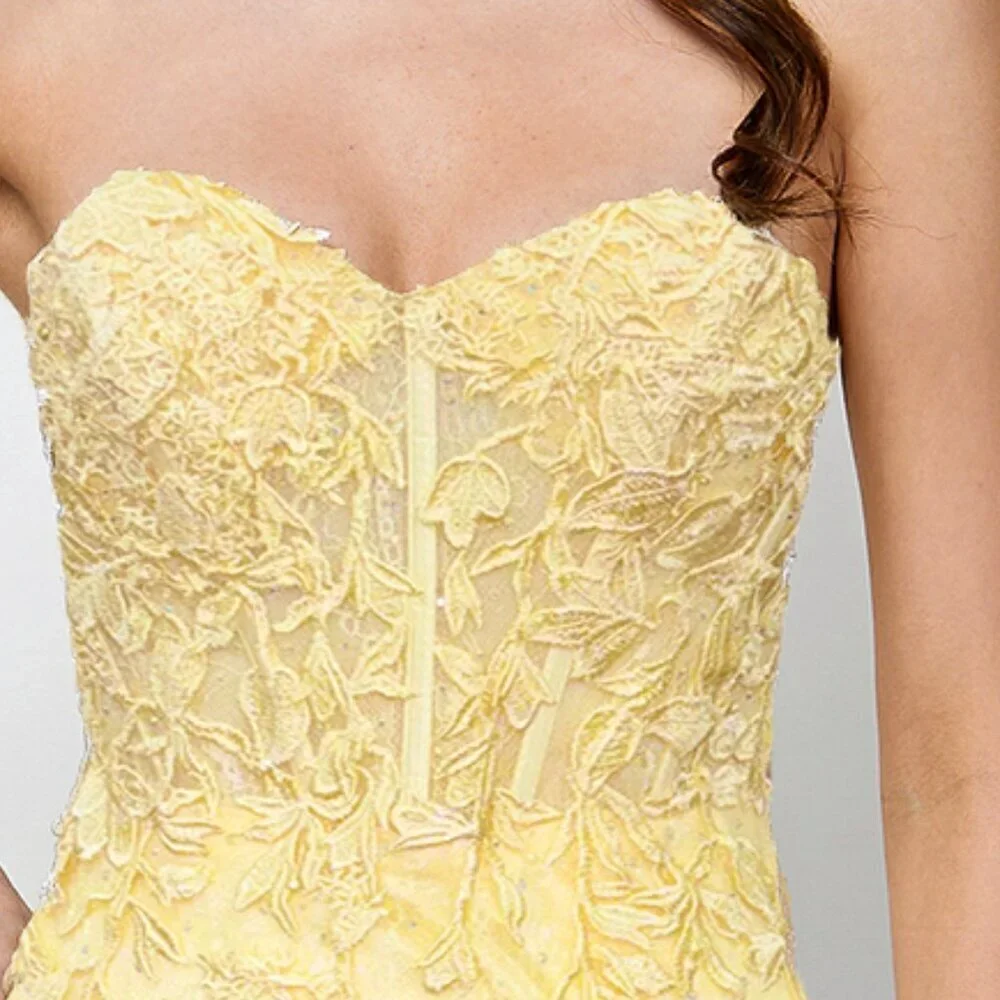 N/A NEW FORMAL SLEEVELESS SHEATH STRAPLESS DRESS EMBROIDERED W/ FLORAL 7053S